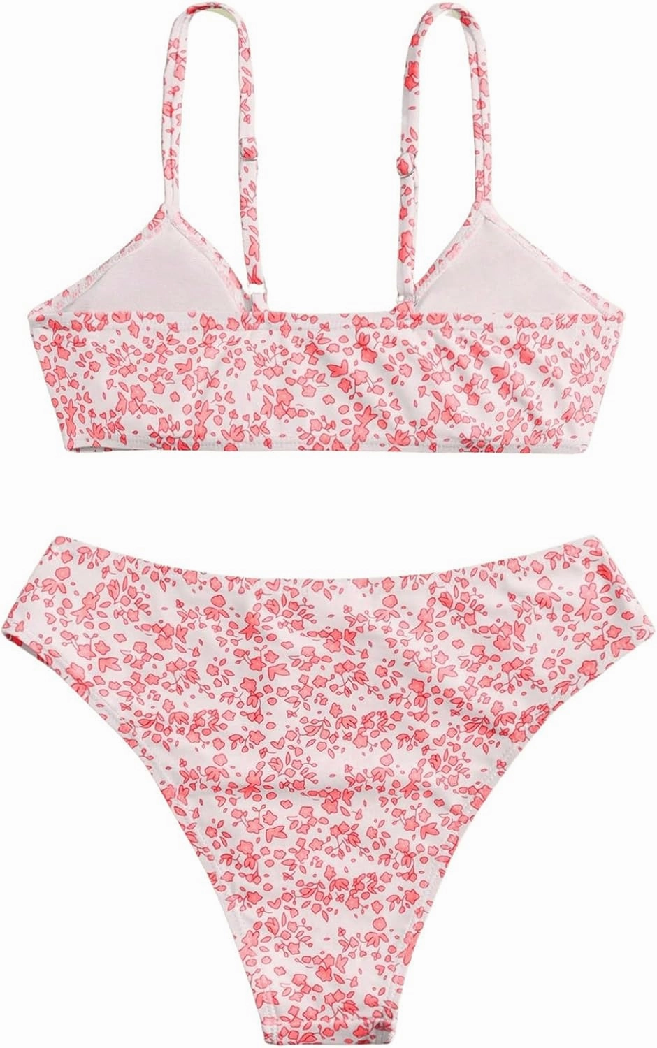 COZYEASE Girls' 2 Piece Ditsy Floral Print Knot Front Ruched Triangle Bikini Swimsuit