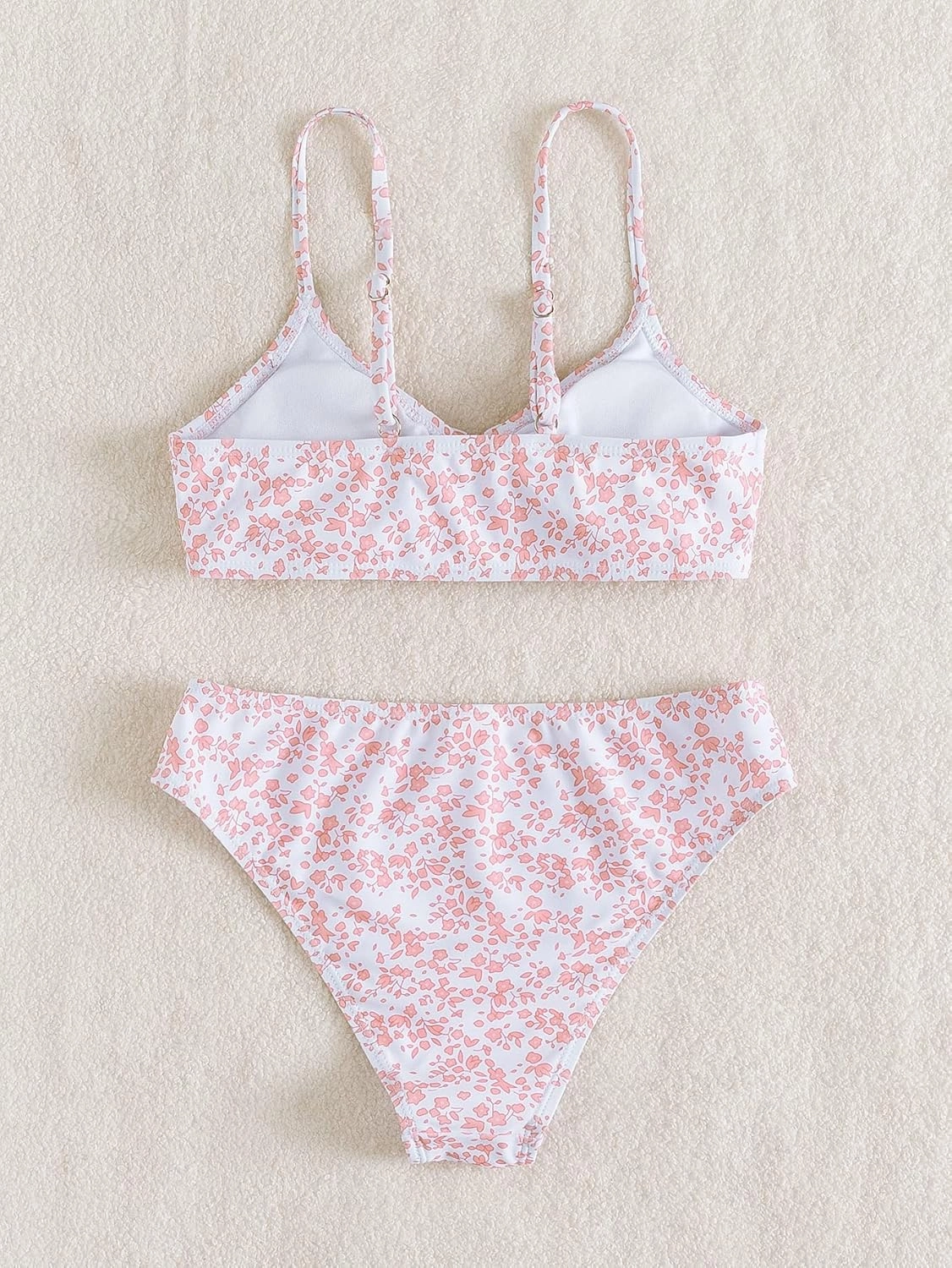 COZYEASE Girls' 2 Piece Ditsy Floral Print Knot Front Ruched Triangle Bikini Swimsuit