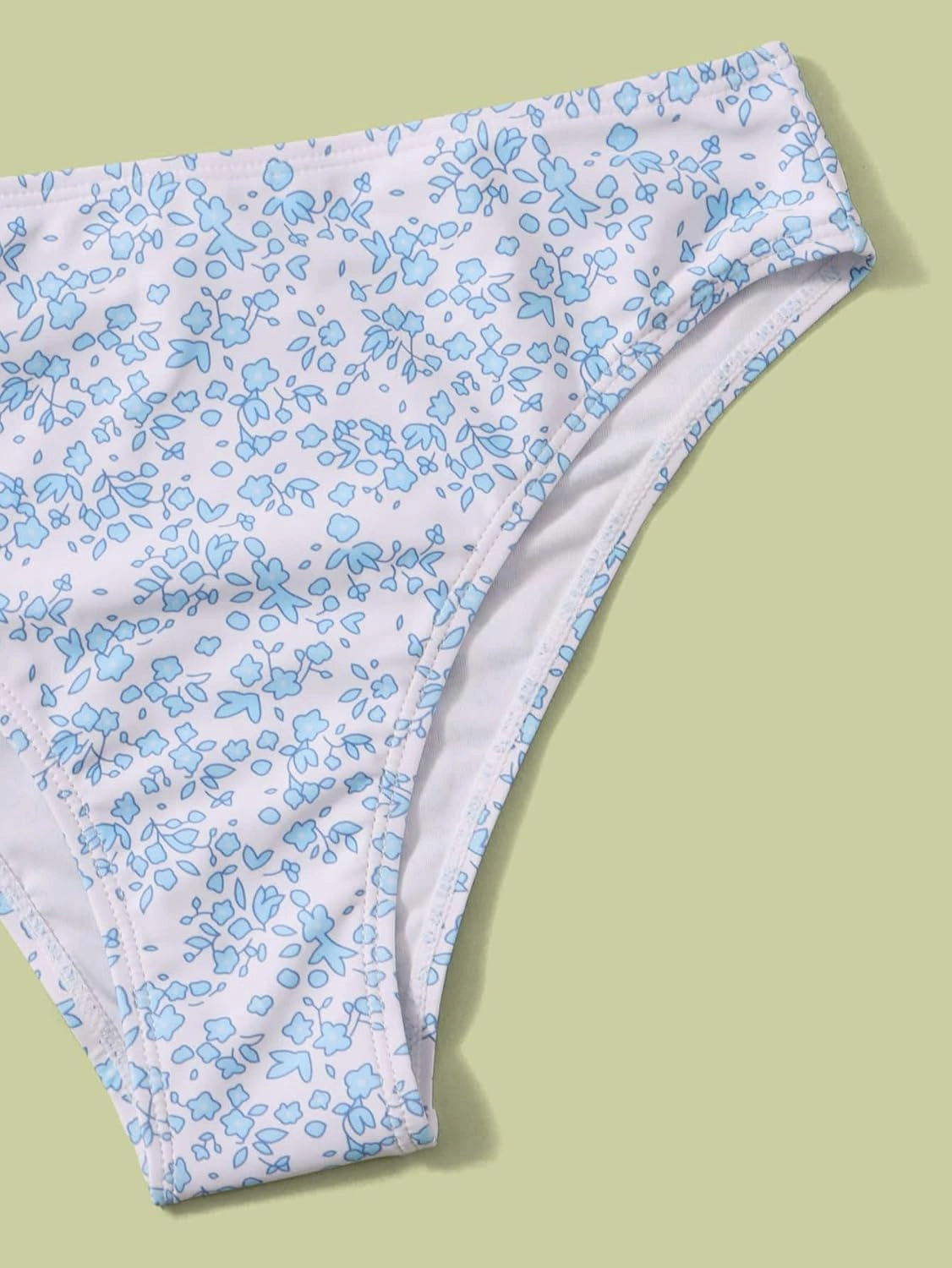 COZYEASE Girls' 2 Piece Ditsy Floral Print Knot Front Ruched Triangle Bikini Swimsuit