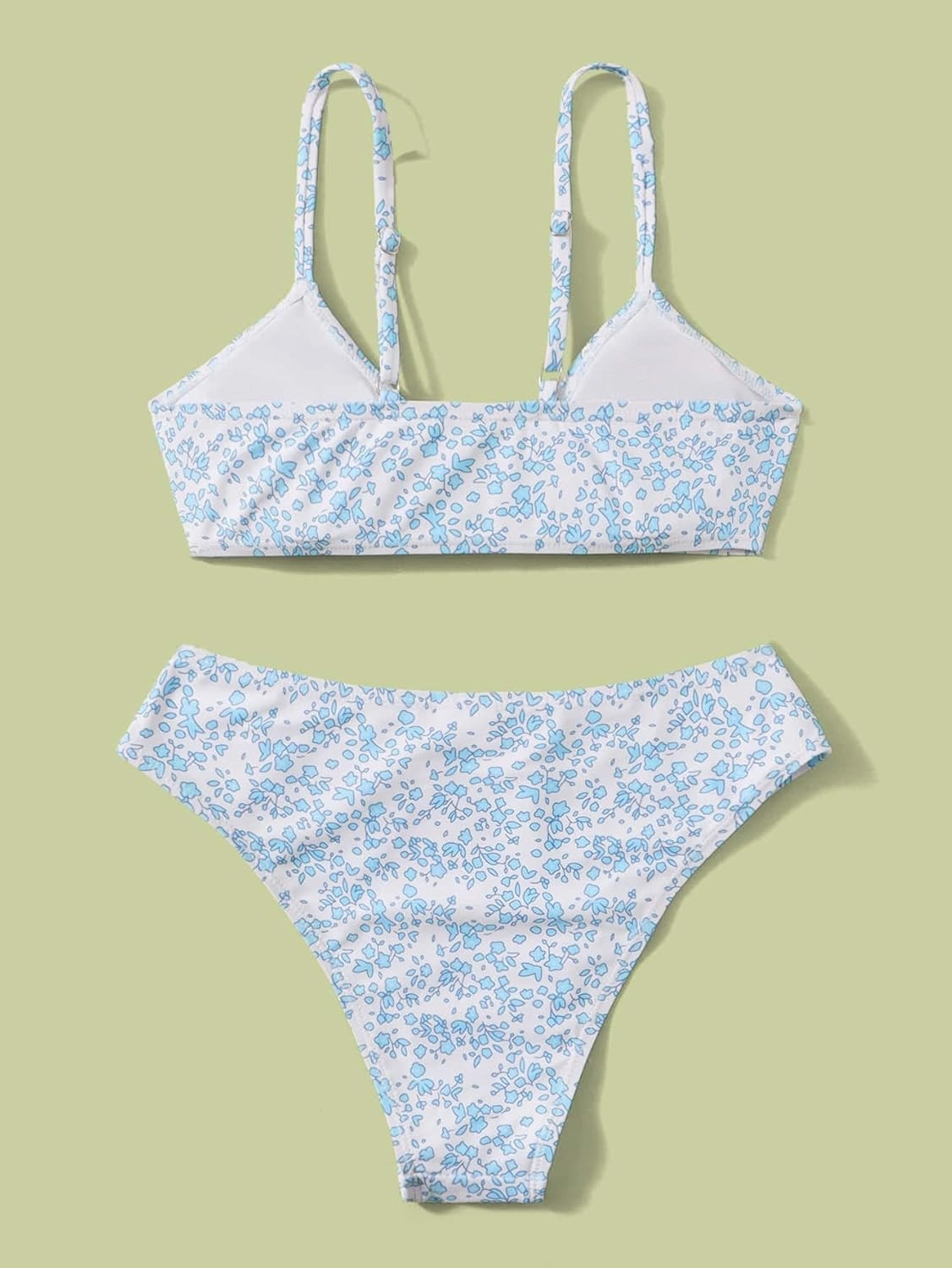 COZYEASE Girls' 2 Piece Ditsy Floral Print Knot Front Ruched Triangle Bikini Swimsuit