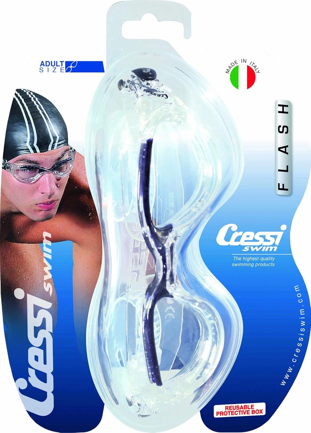 Cressi Adult Comfortable Silicone Swimming Goggles for Indoor Pool and Outdoor Use - Flash: Made in Italy