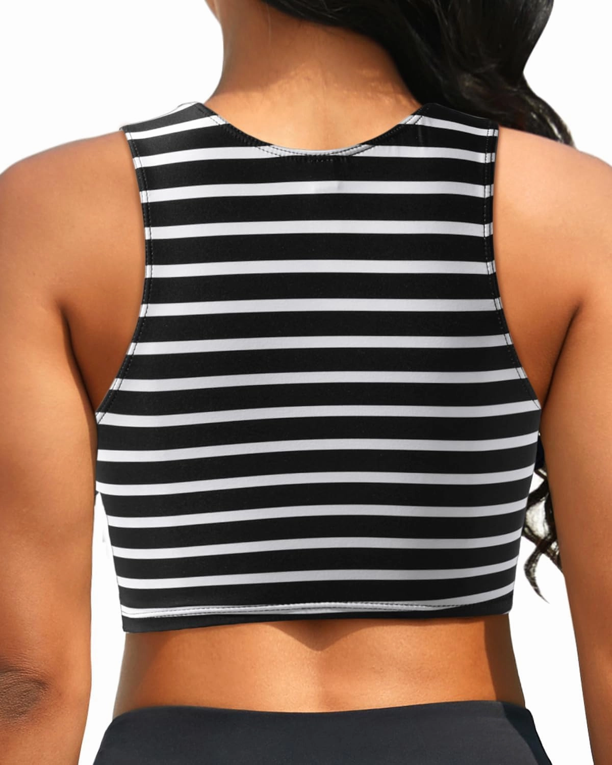 Crop Top Swim Bathing Suit - Women Bikini Swimsuit Top High Neck Bra Tie Knot Top Only 2025