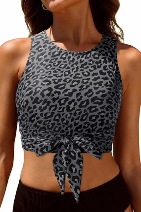 Crop Top Swim Bathing Suit - Women Bikini Swimsuit Top High Neck Bra Tie Knot Top Only 2025