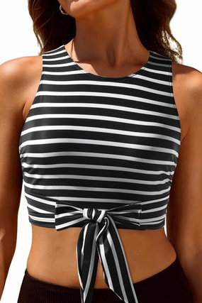 Crop Top Swim Bathing Suit - Women Bikini Swimsuit Top High Neck Bra Tie Knot Top Only 2025