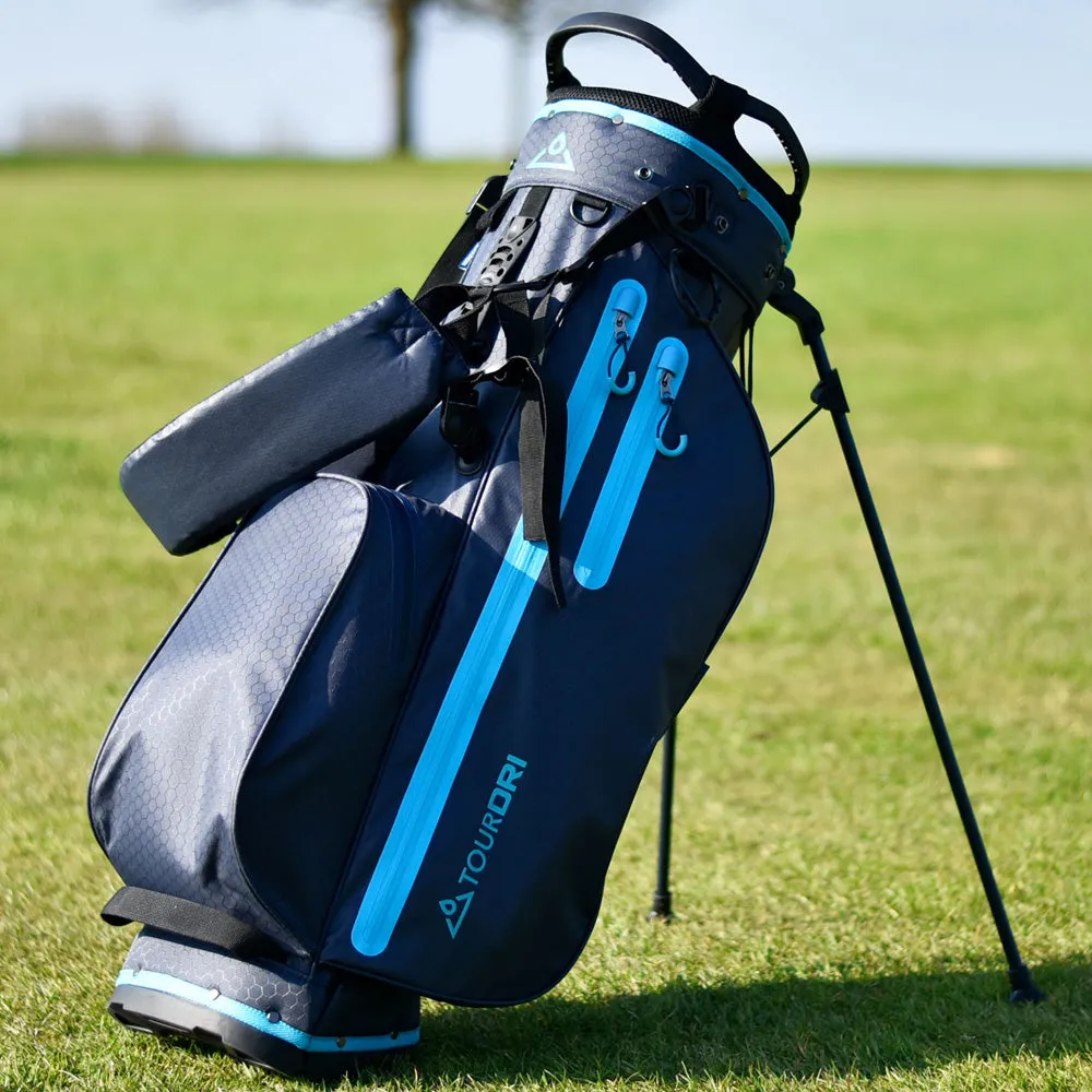 TourDri Waterproof Standbag - Navy/Aqua, Golf scorecard holder, FootJoy golf shoes, Funny golf gifts