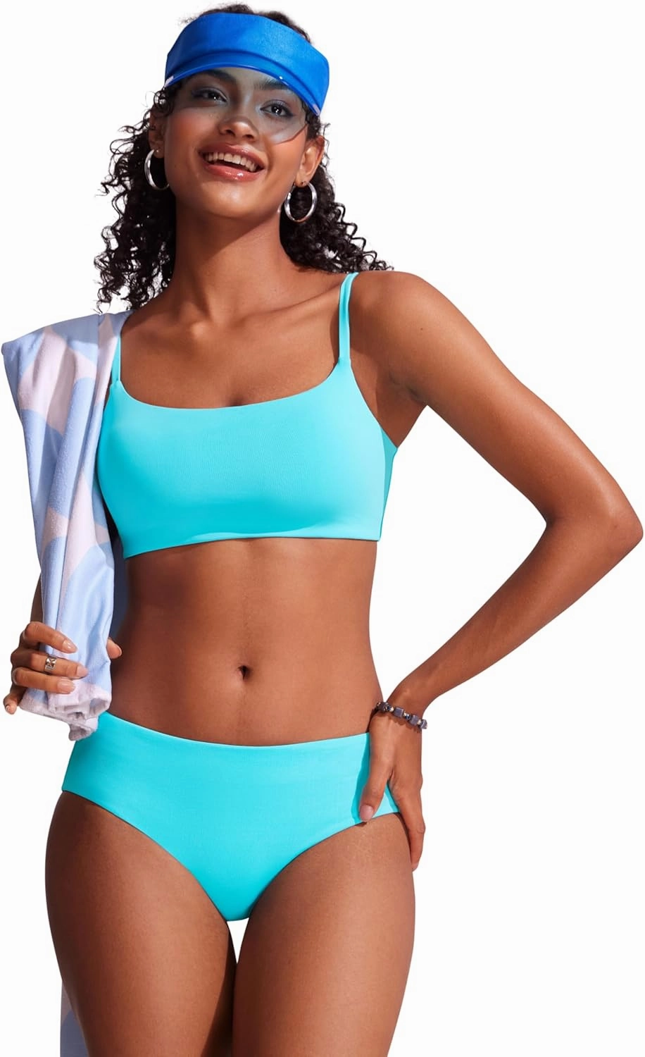CRZ YOGA Bikini Bottoms for Women Mid Rise Full Coverage Bathing Suit Swimsuit Basic Swim Briefs