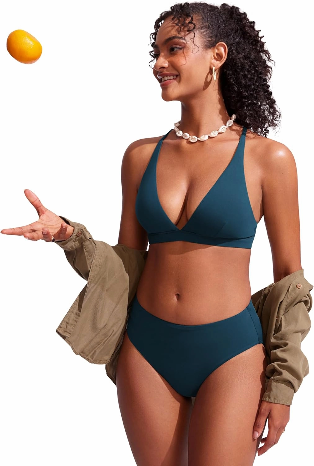 CRZ YOGA Bikini Bottoms for Women Mid Rise Full Coverage Bathing Suit Swimsuit Basic Swim Briefs