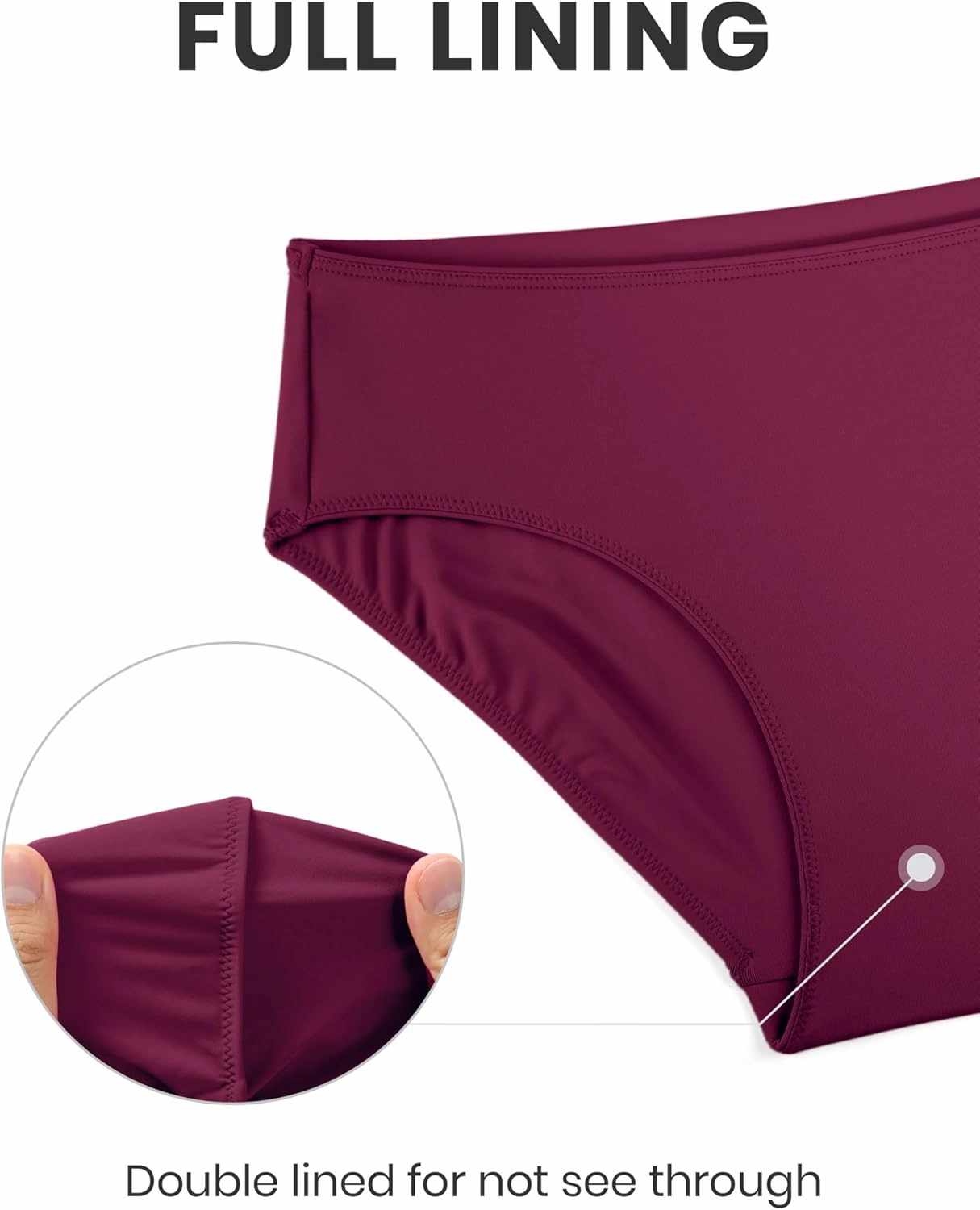 CRZ YOGA Bikini Bottoms for Women Mid Rise Full Coverage Bathing Suit Swimsuit Basic Swim Briefs