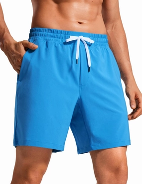 CRZ YOGA Mens Swim Trunks 7'' Quick Dry Mesh Lining Athletic Casual Swimwear Shorts with Zipper Pockets