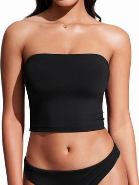 CRZ YOGA Womens Bandeau Bikini Tops Strapless Swimsuit Adjustable Spaghetti Straps Bathing Suit Crop Tankini Padded