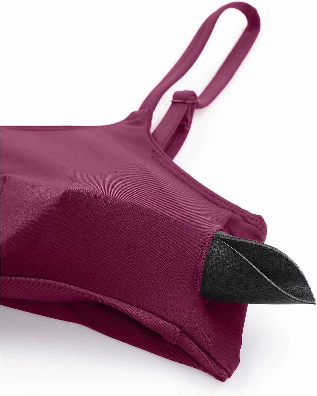 CRZ YOGA Womens Bikini Top A-C Adjustable Spaghetti Straps Bathing Suit Scoop Neck Padded Swimsuit Bra
