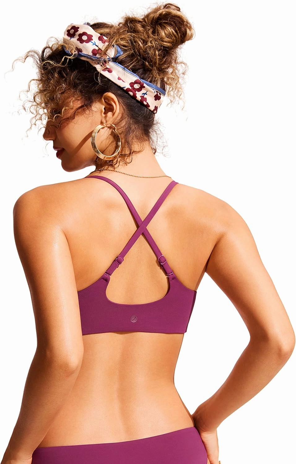 CRZ YOGA Womens Bikini Top A-C Adjustable Spaghetti Straps Bathing Suit Scoop Neck Padded Swimsuit Bra