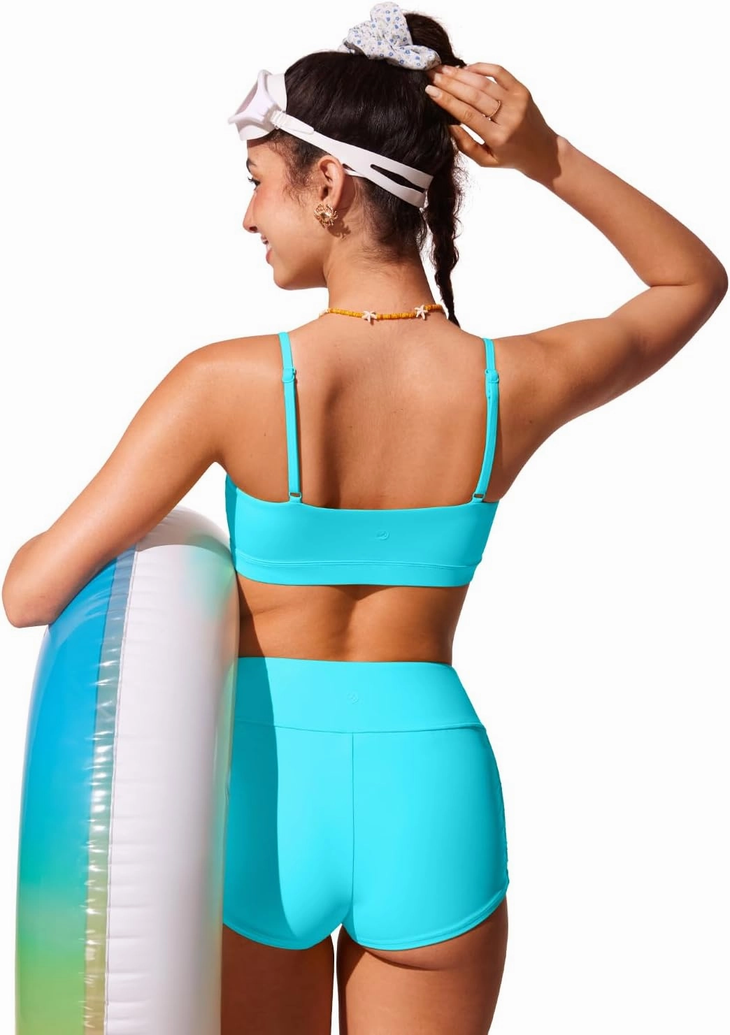 CRZ YOGA Womens Bikini Top A-C Cup Adjustable Thin Straps Bathing Suit Square Neck Padded Swimsuits