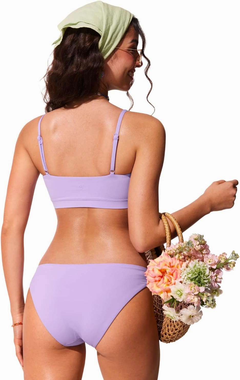 CRZ YOGA Womens Bikini Top A-C Cup Adjustable Thin Straps Bathing Suit Square Neck Padded Swimsuits