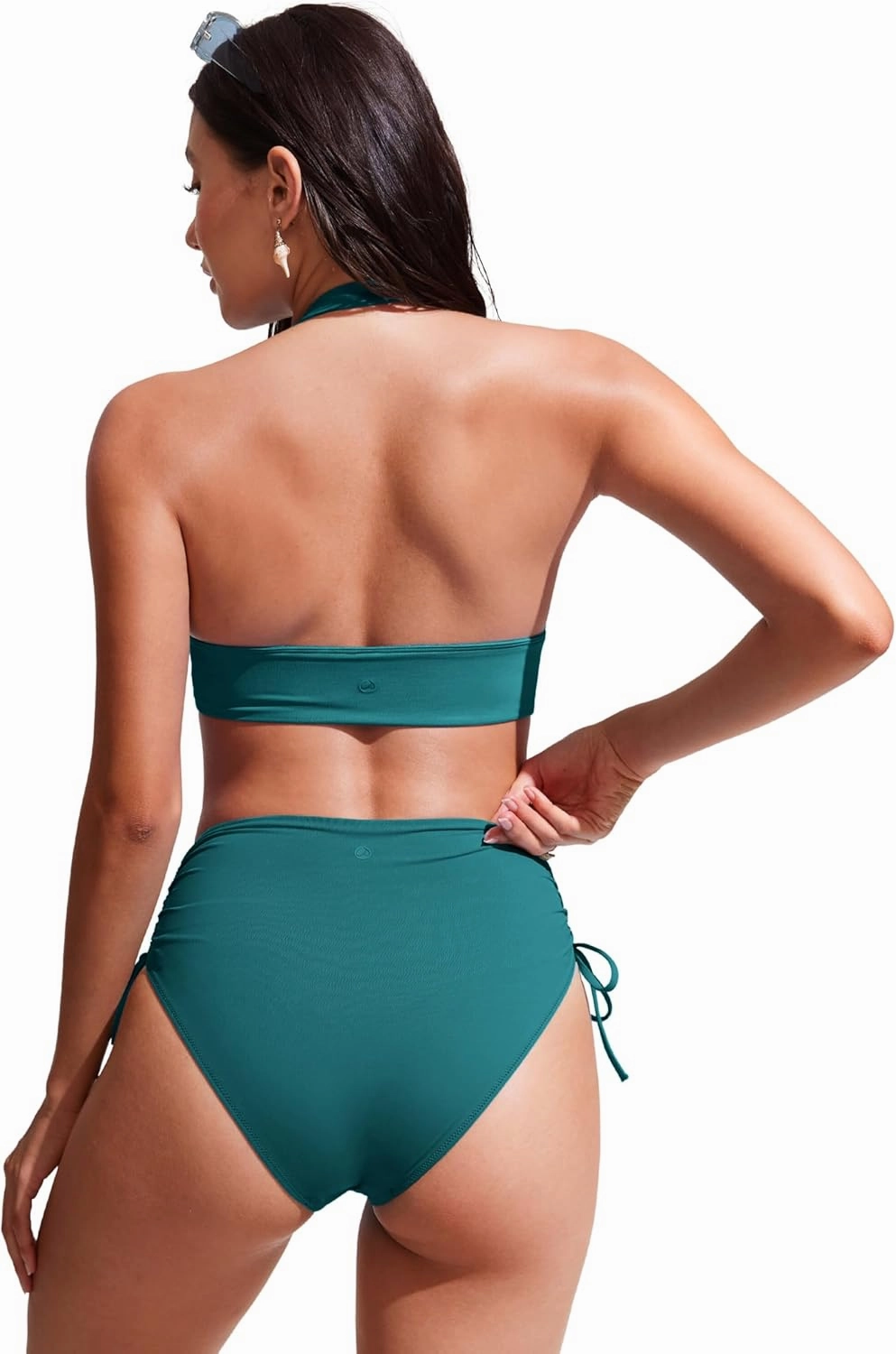 CRZ YOGA Womens Halter Bikini Tops V Neck Swim Bathing Suit Sexy Backless Swimsuit Padded