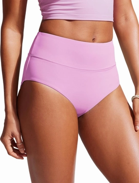 CRZ YOGA Womens High Waisted Bikini Bottom Full Coverage Tummy Control Bathing Suit Wide Waistband Swimsuit Swim Briefs