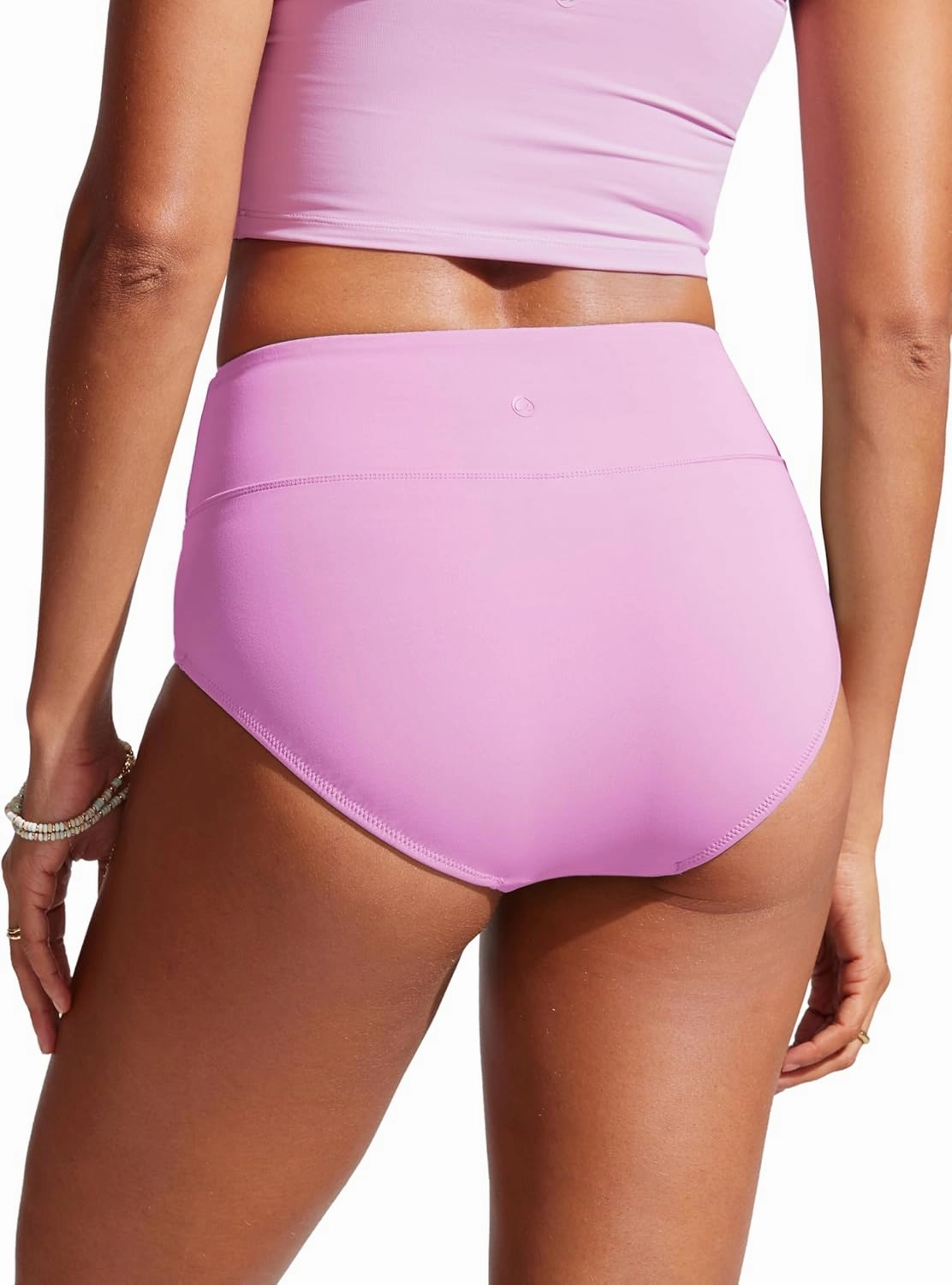 CRZ YOGA Womens High Waisted Bikini Bottom Full Coverage Tummy Control Bathing Suit Wide Waistband Swimsuit Swim Briefs