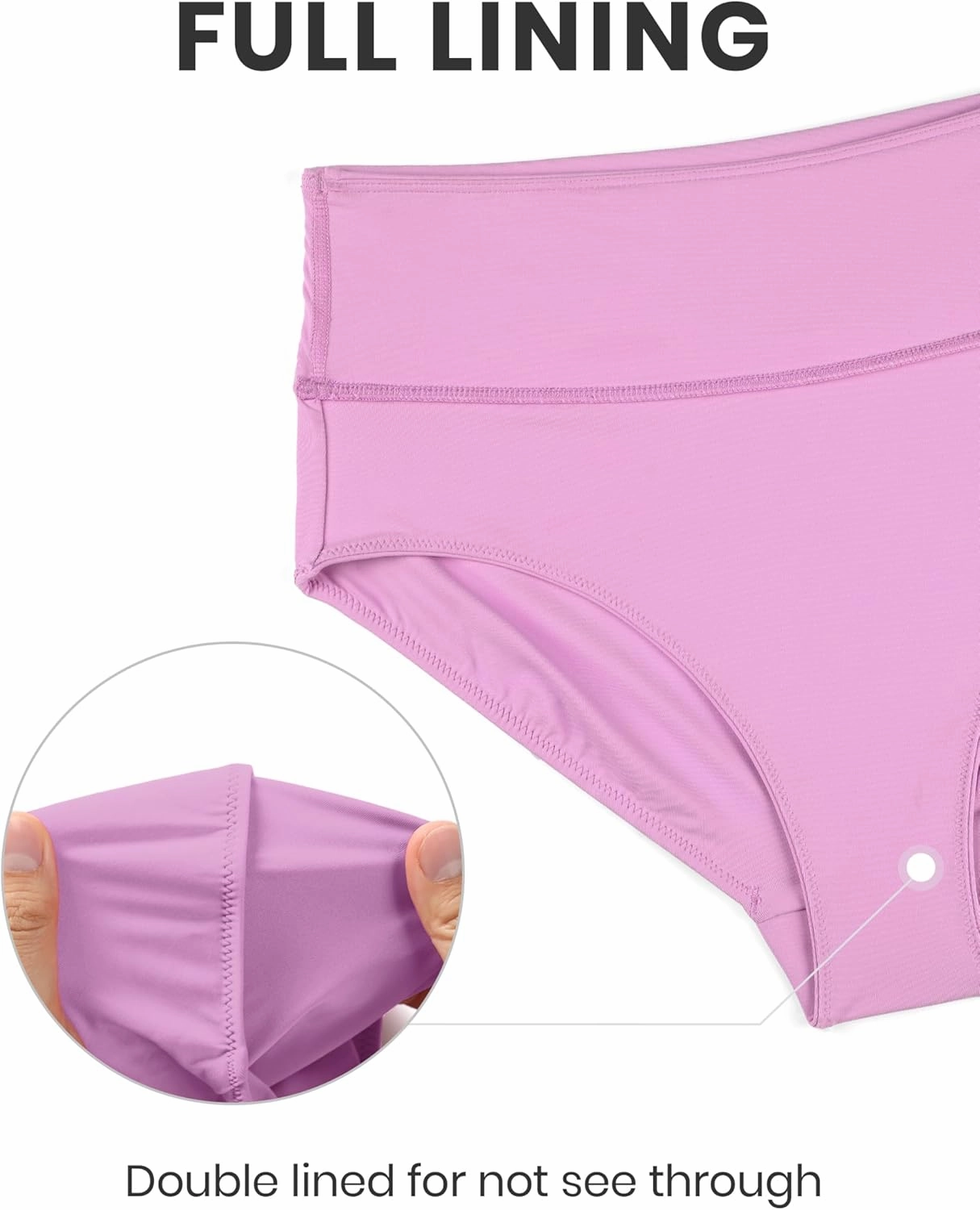 CRZ YOGA Womens High Waisted Bikini Bottom Full Coverage Tummy Control Bathing Suit Wide Waistband Swimsuit Swim Briefs