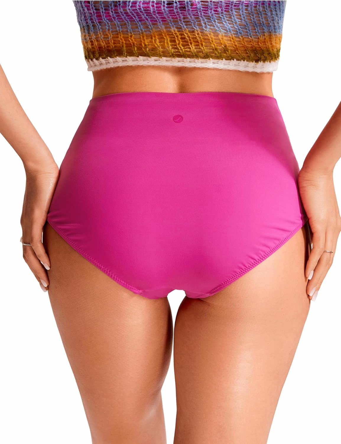 CRZ YOGA Womens High Waisted Bikini Bottom Tummy Control Bathing Suit Swimsuit Full Coverage Swim Briefs
