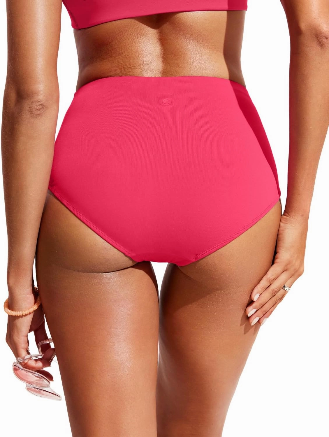 CRZ YOGA Womens High Waisted Bikini Bottom Tummy Control Bathing Suit Swimsuit Full Coverage Swim Briefs