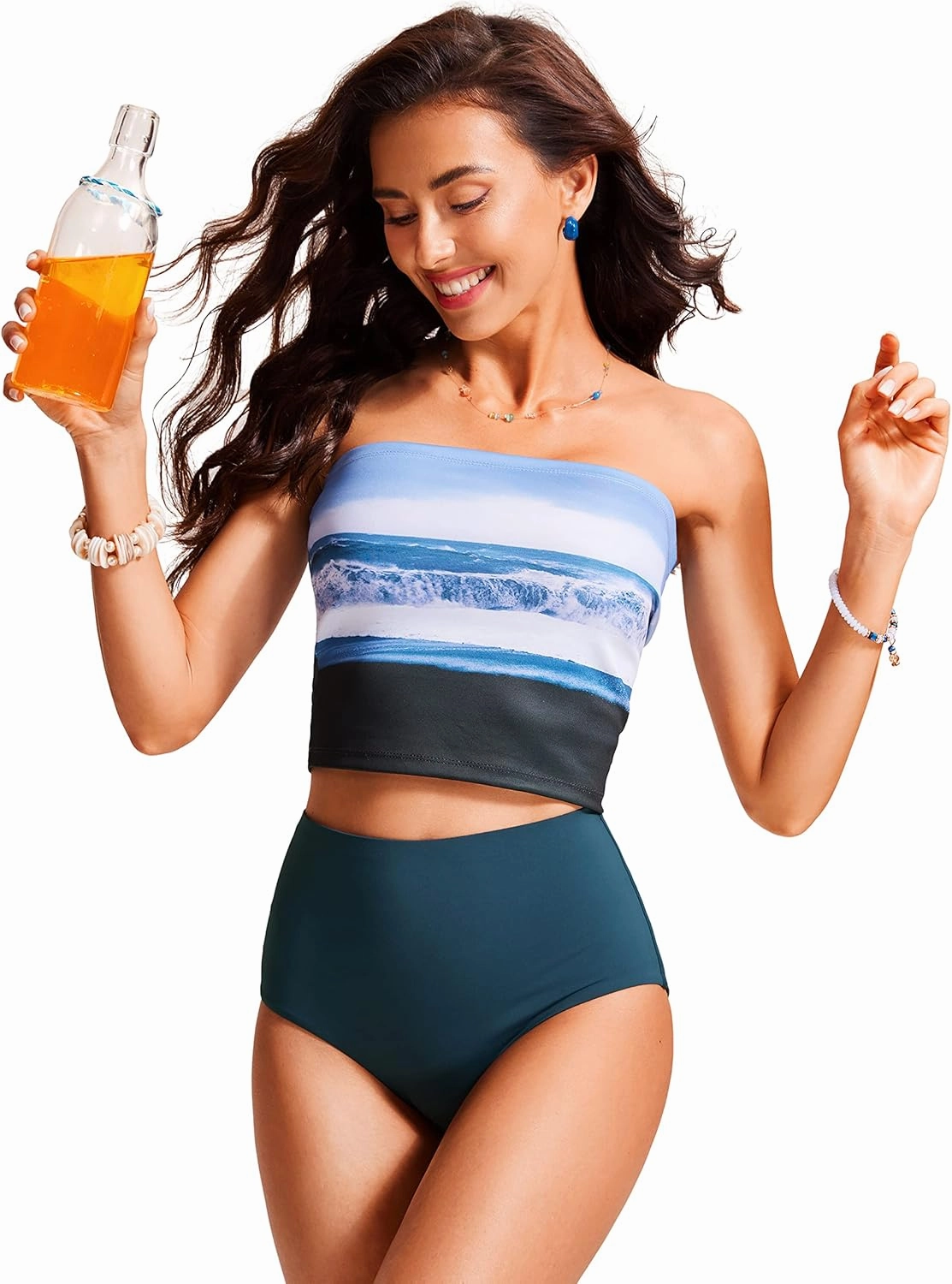 CRZ YOGA Womens High Waisted Bikini Bottom Tummy Control Bathing Suit Swimsuit Full Coverage Swim Briefs