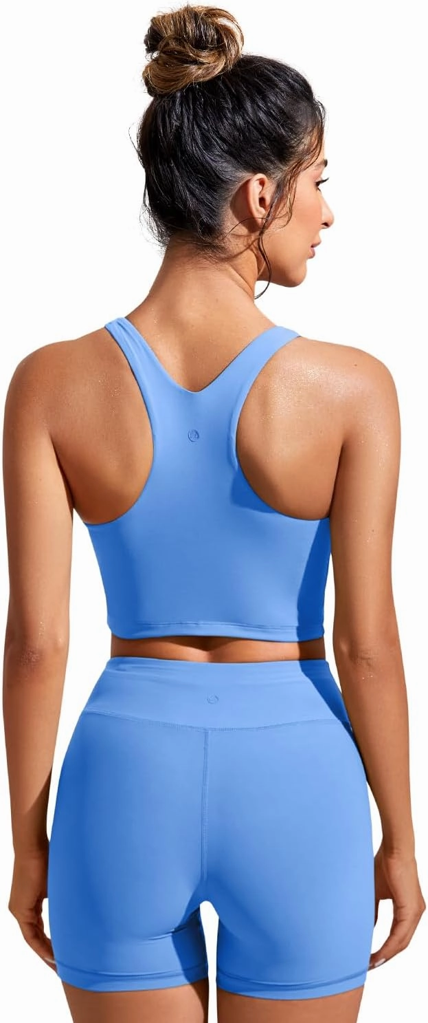 CRZ YOGA Womens Racerback Bikini Tops Quick Dry High Neck Modest Swimsuit Padded Sports Bathing Suit