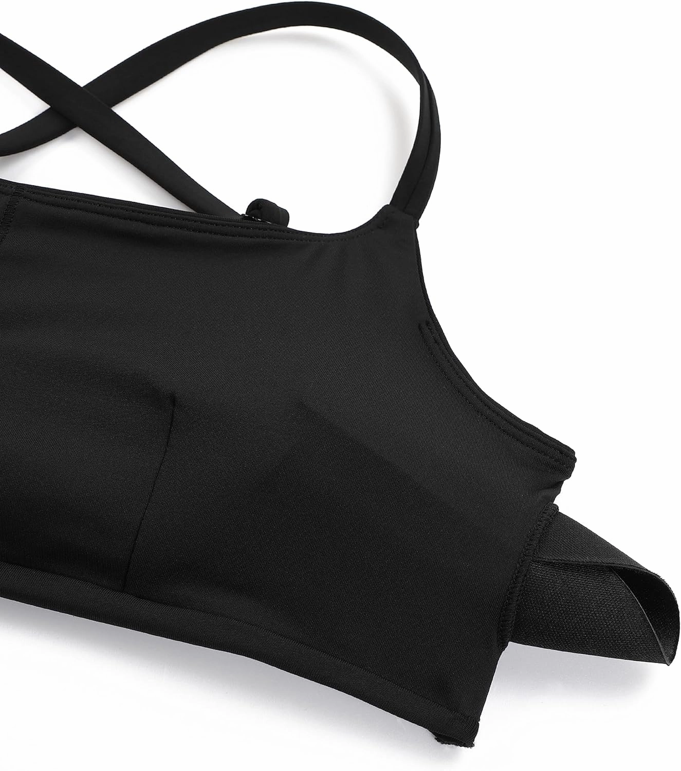 CRZ YOGA Womens Scoop Neck Bikini Tops D-DD Adjustable Spaghetti Straps Bathing Suit Padded Swimsuit Sports Bra