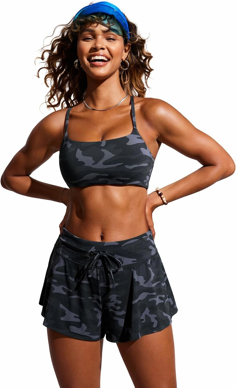 CRZ YOGA Womens Scoop Neck Bikini Tops D-DD Adjustable Spaghetti Straps Bathing Suit Padded Swimsuit Sports Bra