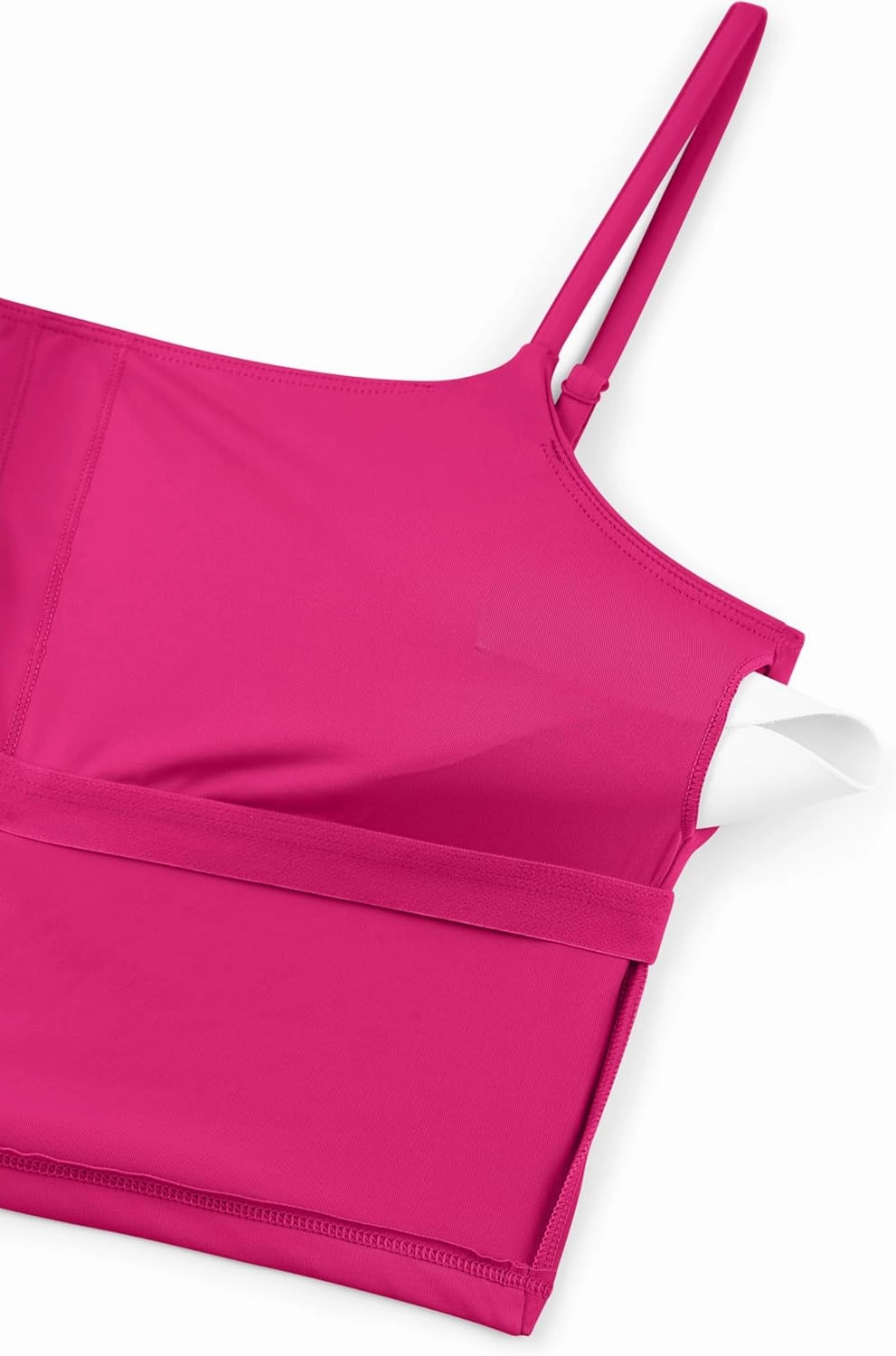 CRZ YOGA Womens Scoop Neck Bikini Tops U Back Longline Swimsuit Adjustable Spaghetti Straps Bathing Suit Crop Tankini