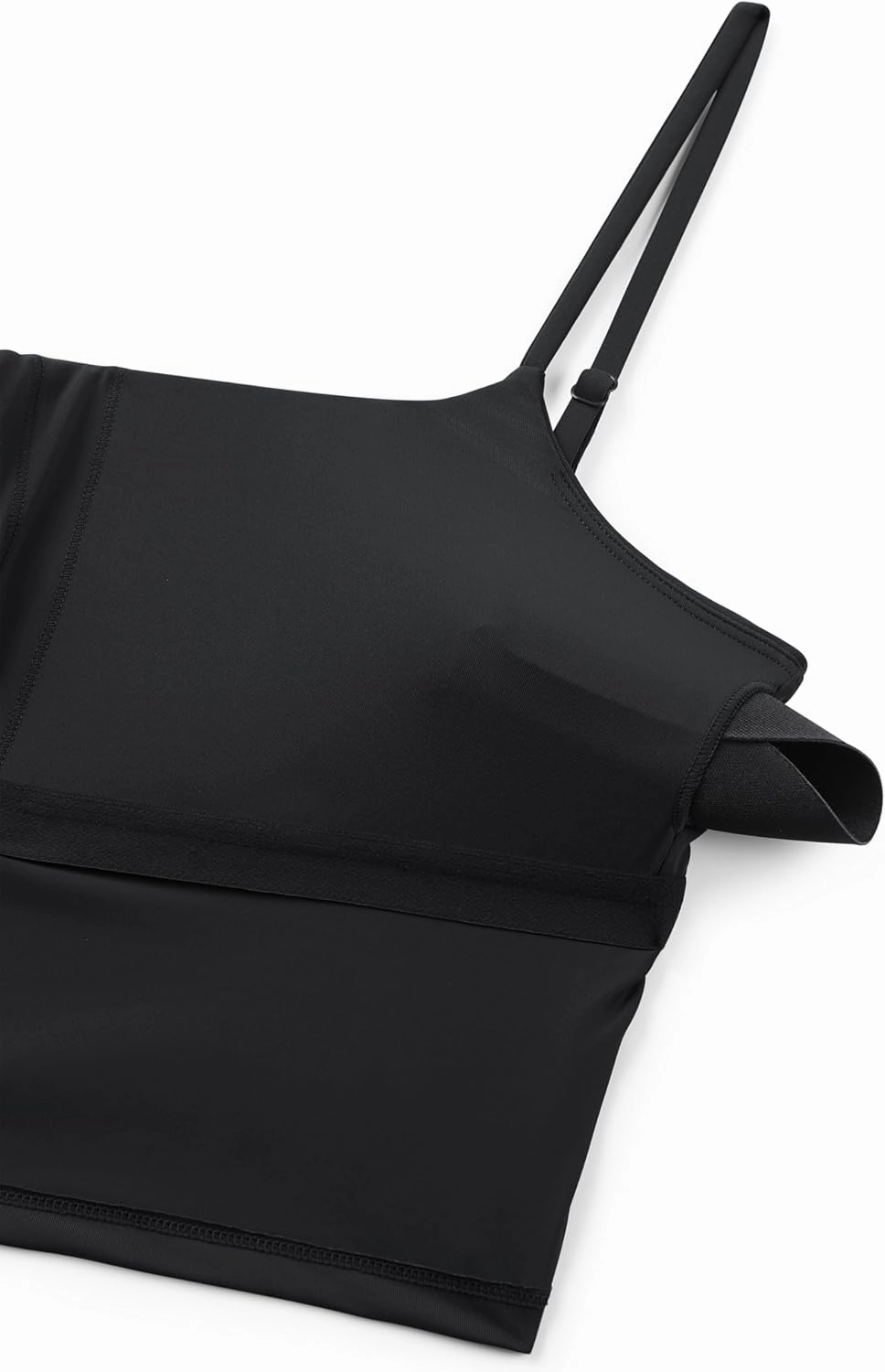 CRZ YOGA Womens Scoop Neck Bikini Tops U Back Longline Swimsuit Adjustable Spaghetti Straps Bathing Suit Crop Tankini
