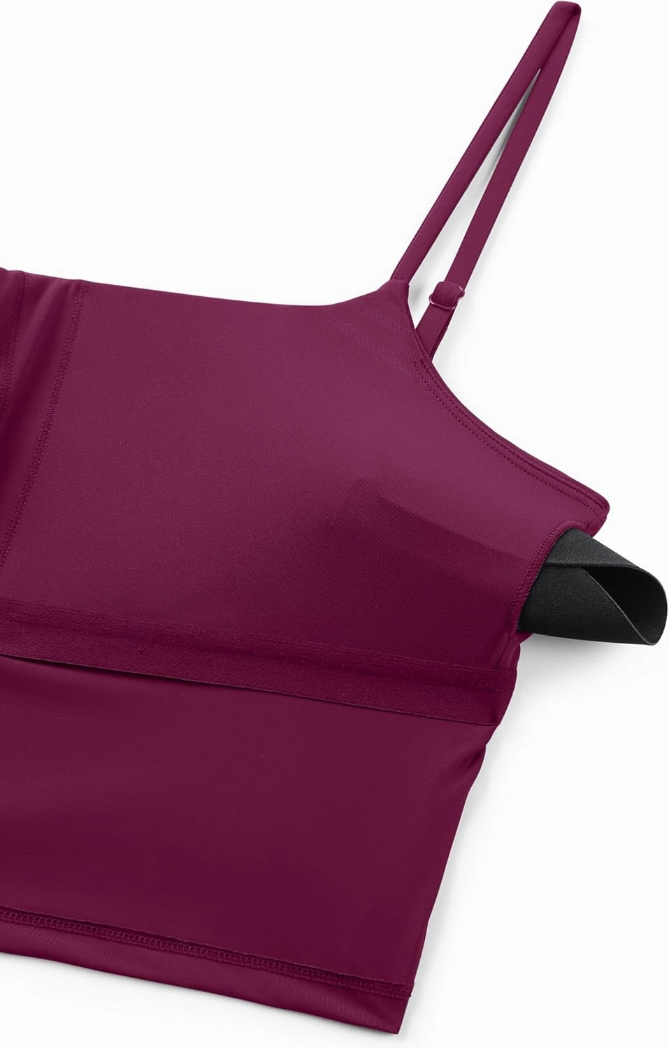 CRZ YOGA Womens Scoop Neck Bikini Tops U Back Longline Swimsuit Adjustable Spaghetti Straps Bathing Suit Crop Tankini