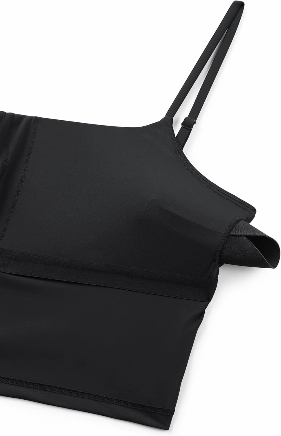 CRZ YOGA Womens Scoop Neck Bikini Tops U Back Longline Swimsuit Adjustable Spaghetti Straps Bathing Suit Crop Tankini