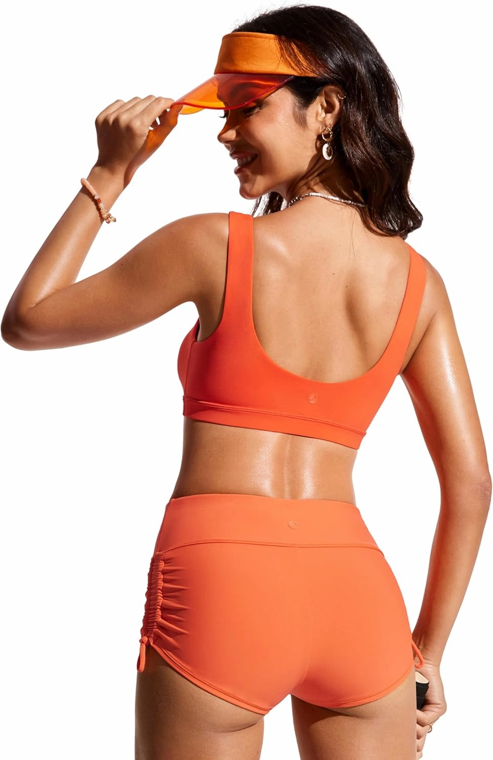 CRZ YOGA Womens Scoop Neck Bikini Tops Wide Straps U Back Bathing Suit Swimsuit Push Up Padded Sports Bra