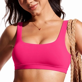 CRZ YOGA Womens Scoop Neck Bikini Tops Wide Straps U Back Bathing Suit Swimsuit Push Up Padded Sports Bra