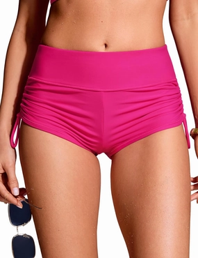 CRZ YOGA Womens Swim Board Shorts High Waisted Bathing Suit Bottoms Adjustable Ruched Side Swimsuit