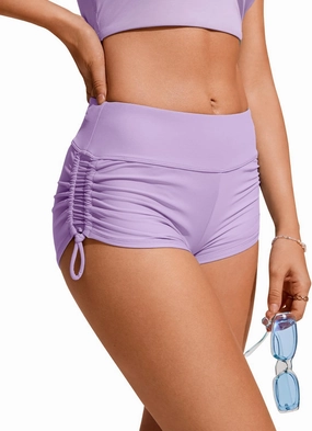 CRZ YOGA Womens Swim Board Shorts High Waisted Bathing Suit Bottoms Adjustable Ruched Side Swimsuit