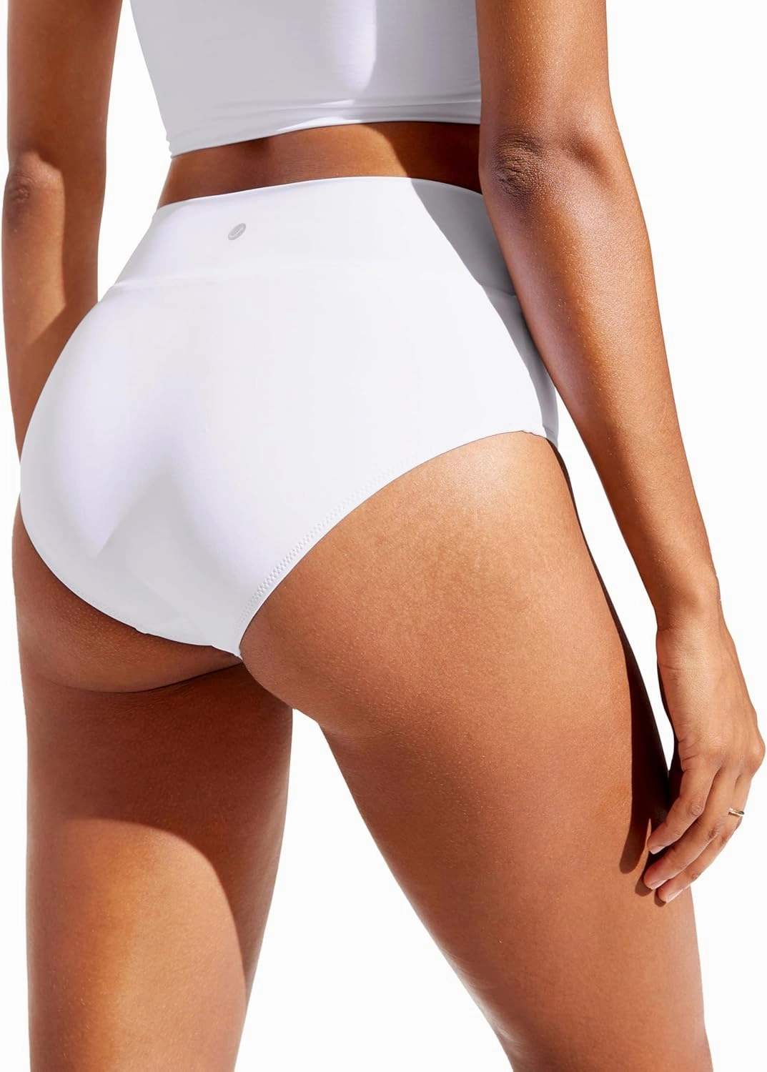 CRZ YOGA Womens V Cut Bikini Bottom High Waisted Cross Front Bathing Swimsuit Full Coverage Swim Briefs