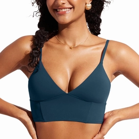 CRZ YOGA Womens V Neck Bikini Tops Adjustable Spaghetti Straps Bathing Suit Sexy Swimsuit Padded