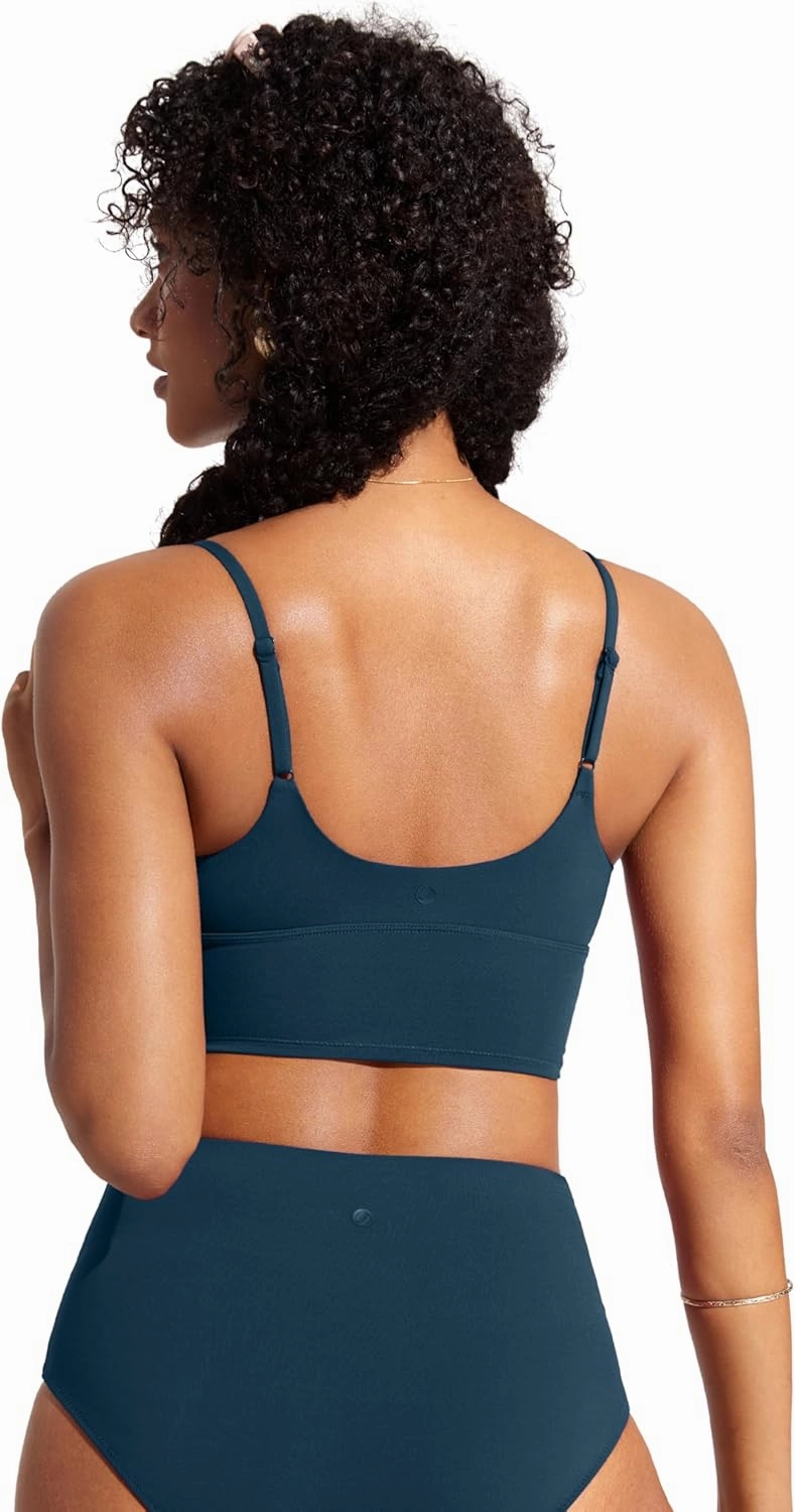 CRZ YOGA Womens V Neck Bikini Tops Adjustable Spaghetti Straps Bathing Suit Sexy Swimsuit Padded