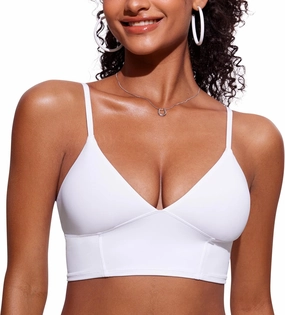 CRZ YOGA Womens V Neck Bikini Tops Adjustable Spaghetti Straps Bathing Suit Sexy Swimsuit Padded