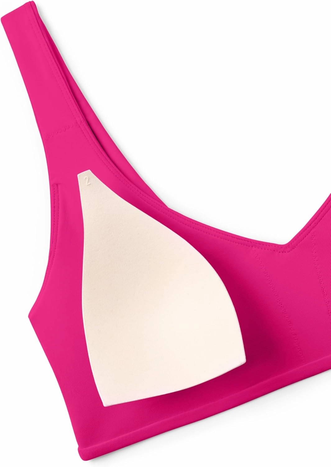 CRZ YOGA Womens V Neck Bikini Tops Bathing Suit V Back Wide Straps Swim Bra Padded Swimsuit