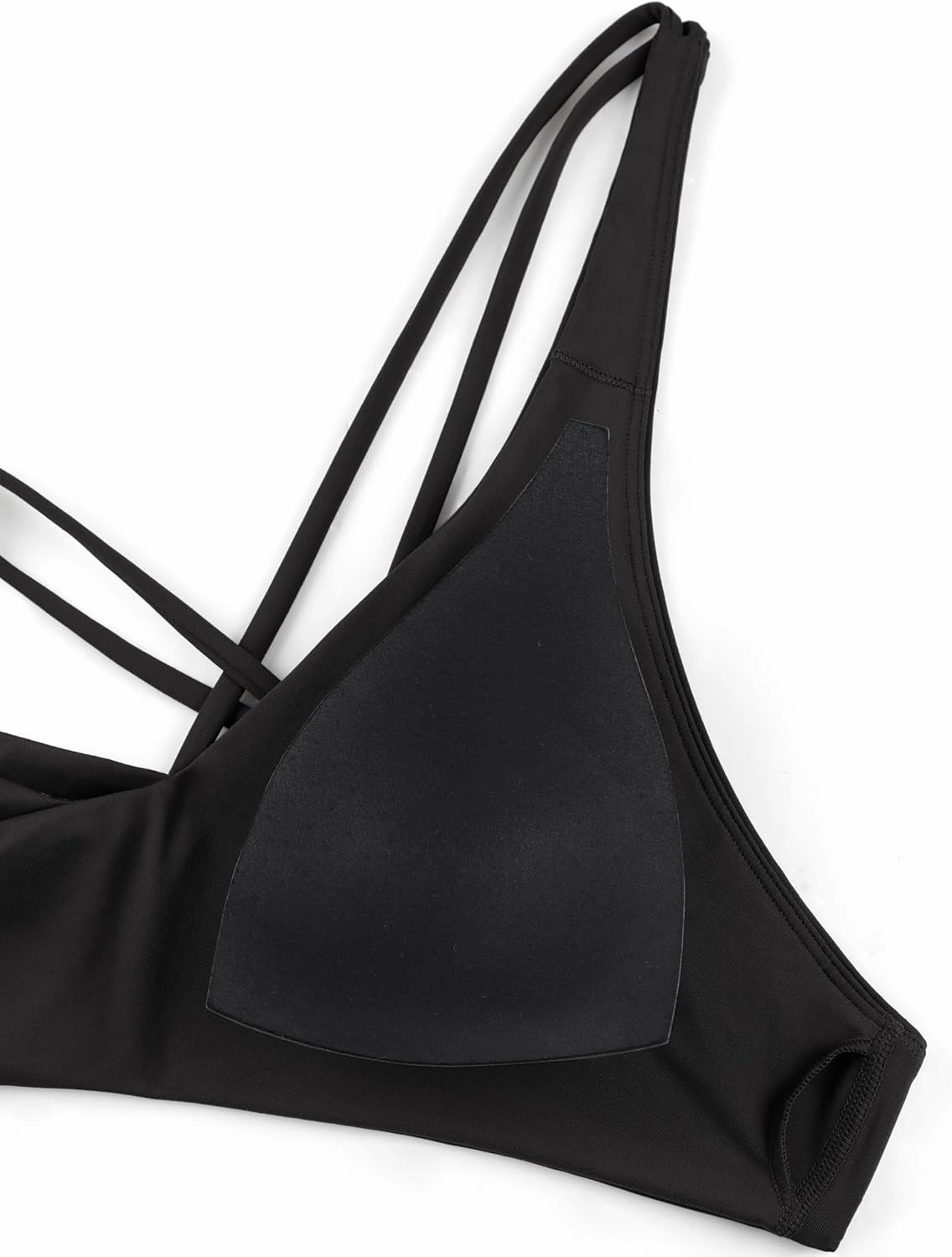 CRZ YOGA Womens V Neck Bikini Tops Twist Front Triangle Sexy Bathing Suit Criss Cross Back Swimsuit Padded