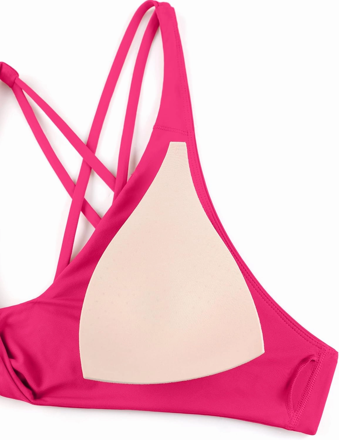 CRZ YOGA Womens V Neck Bikini Tops Twist Front Triangle Sexy Bathing Suit Criss Cross Back Swimsuit Padded