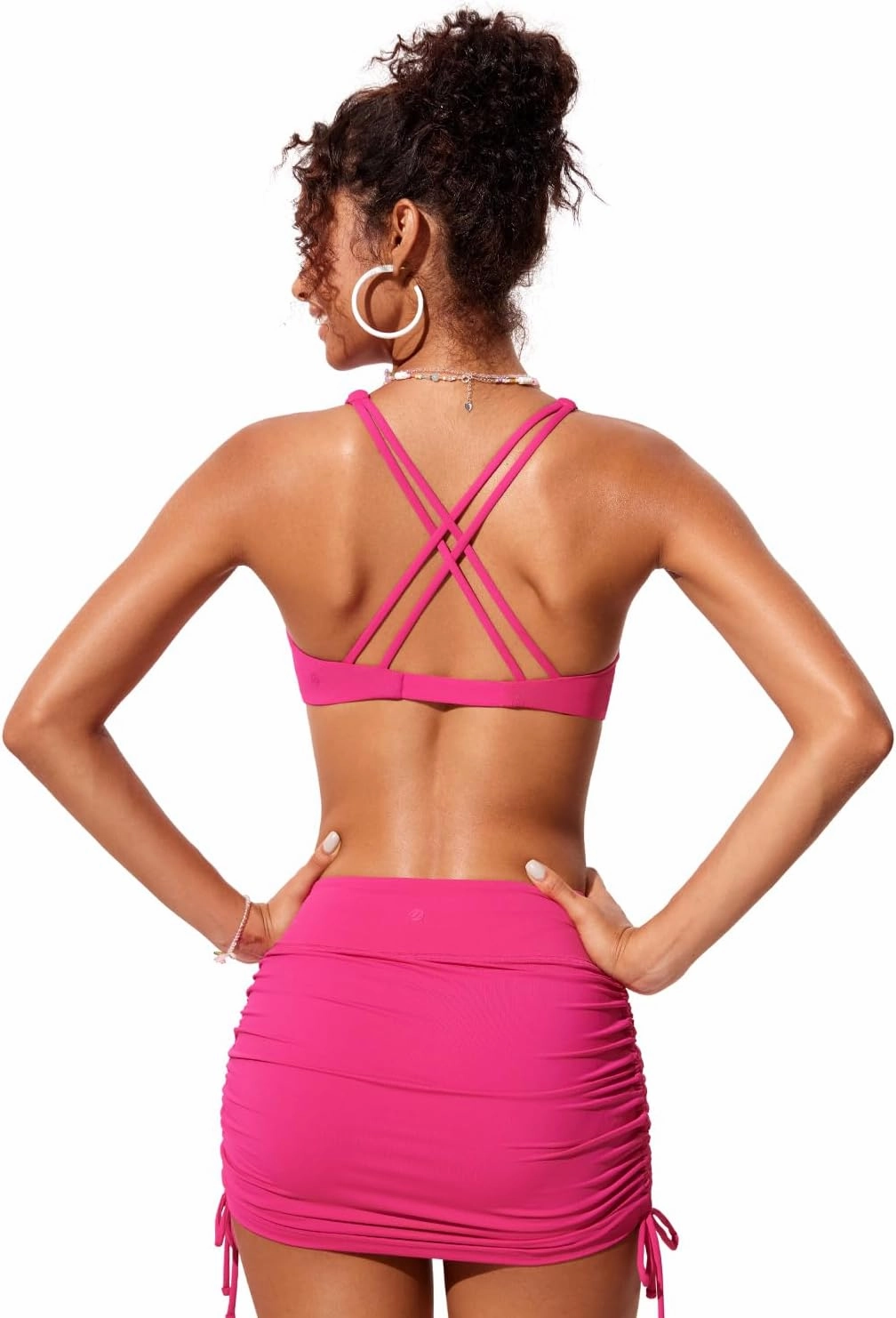 CRZ YOGA Womens V Neck Bikini Tops Twist Front Triangle Sexy Bathing Suit Criss Cross Back Swimsuit Padded