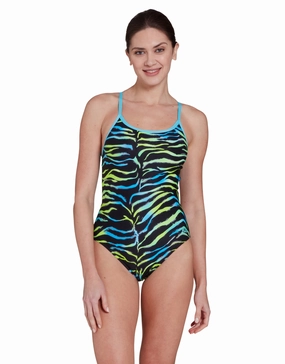 Cuba Sprintback Swimsuit - Black/Blue/Green