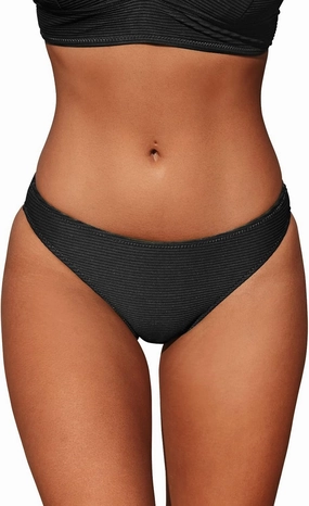 CUPSHE Bikini Bottom for Women Swimsuit Ribbed Low Waisted Mid Cut Cheeky Bathing Suit