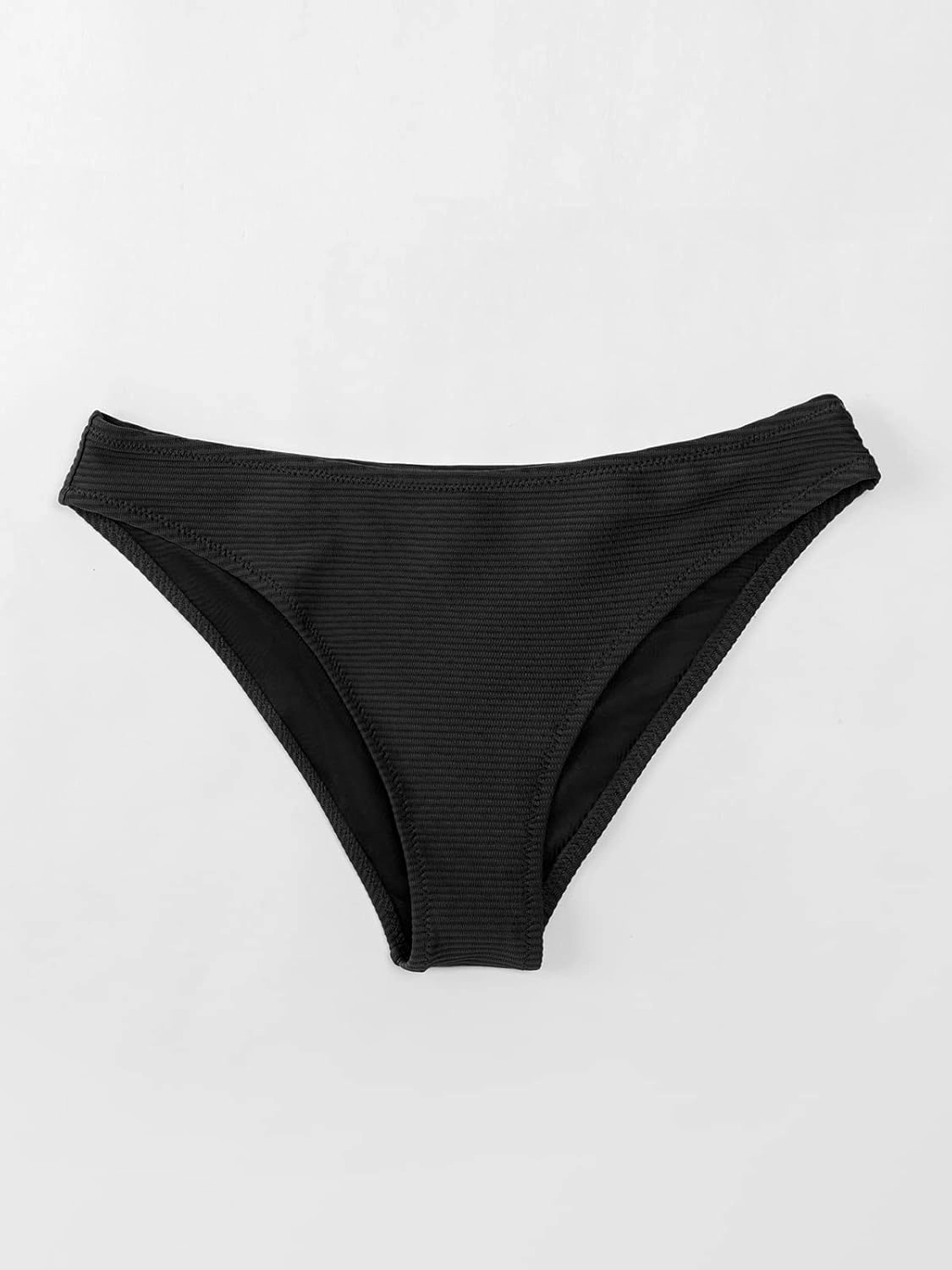 CUPSHE Bikini Bottom for Women Swimsuit Ribbed Low Waisted Mid Cut Cheeky Bathing Suit