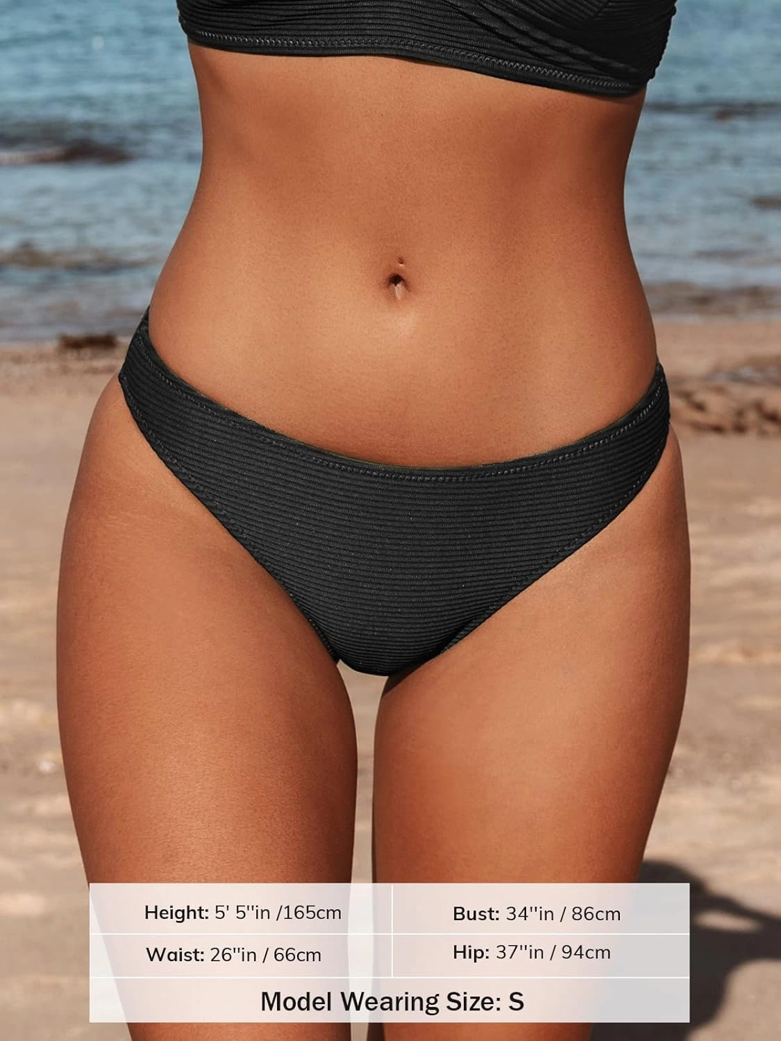 CUPSHE Bikini Bottom for Women Swimsuit Ribbed Low Waisted Mid Cut Cheeky Bathing Suit