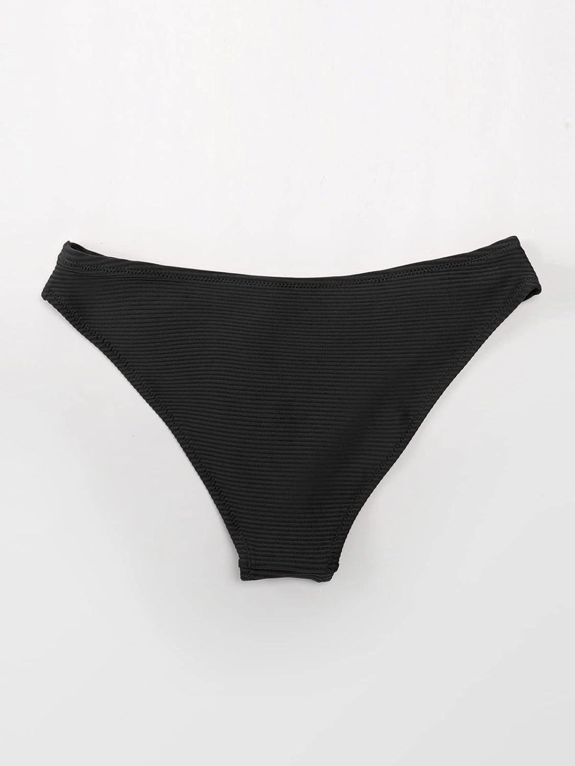 CUPSHE Bikini Bottom for Women Swimsuit Ribbed Low Waisted Mid Cut Cheeky Bathing Suit