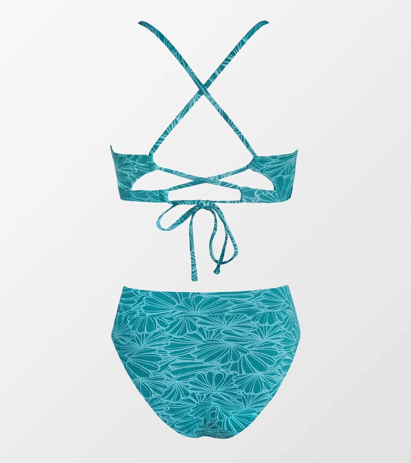 CUPSHE Bikini Set for Women Bathing Suit High Waisted Scalloped V Neck Two Pieces Swimsuit